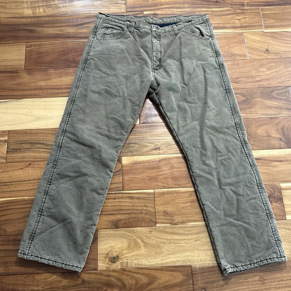 Wrangler Lined Jeans Men's Riggs Work 5 Pocket Brown Size 38x30 Relaxed Fit
